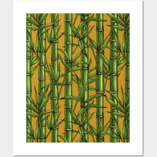 Bamboo forest on mustard Posters and Art